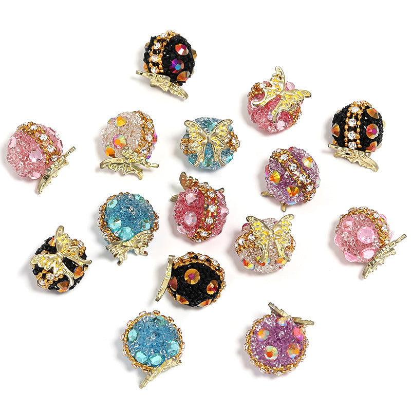 Wholesale 20pcs DIY Heavy Alloy Butterfly Rhinestone Sugar Beads